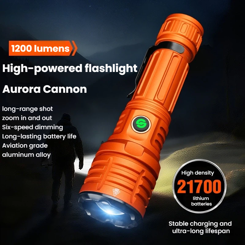 Outdoor Power For Lights - Strong Light LED Flashlight Zoomable TYPE-C