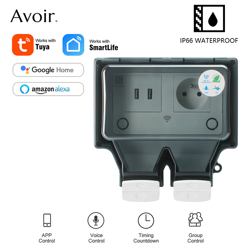 Outdoor Power Outlet With Remote Control - Avoir IP66 French Electrical Power Socket