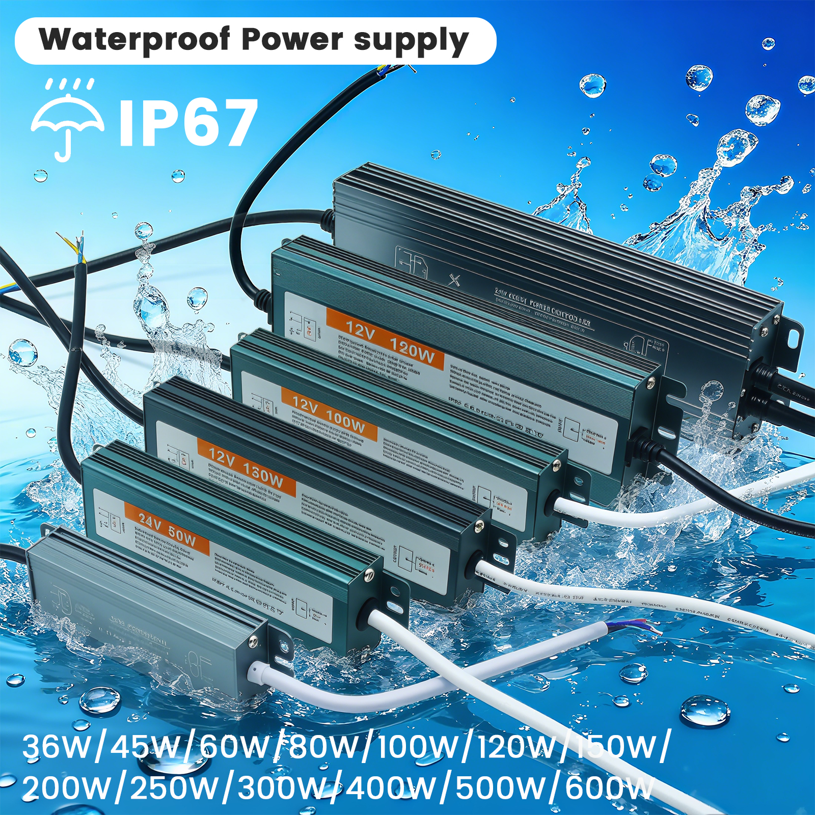 Outdoor Power Supply 12V - AC/DC Waterproof LED Power Supply IP67
