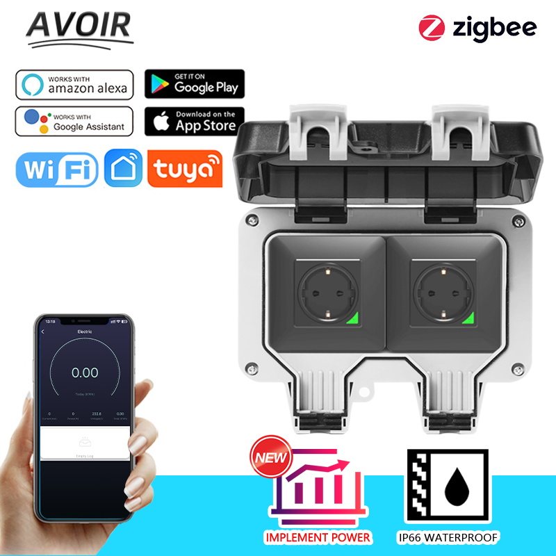 Outdoor Power Outlet With Remote Control - Avoir Tuya Zigbee Outdoor Waterproof Socket