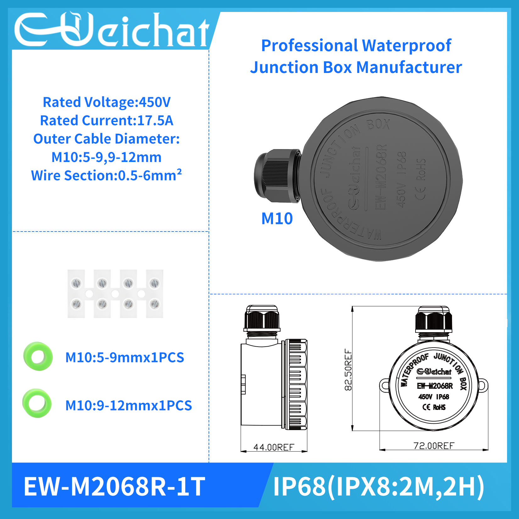 Outdoor Power Wire - EW-M2068 IP68 Waterproof Junction Box Electrical