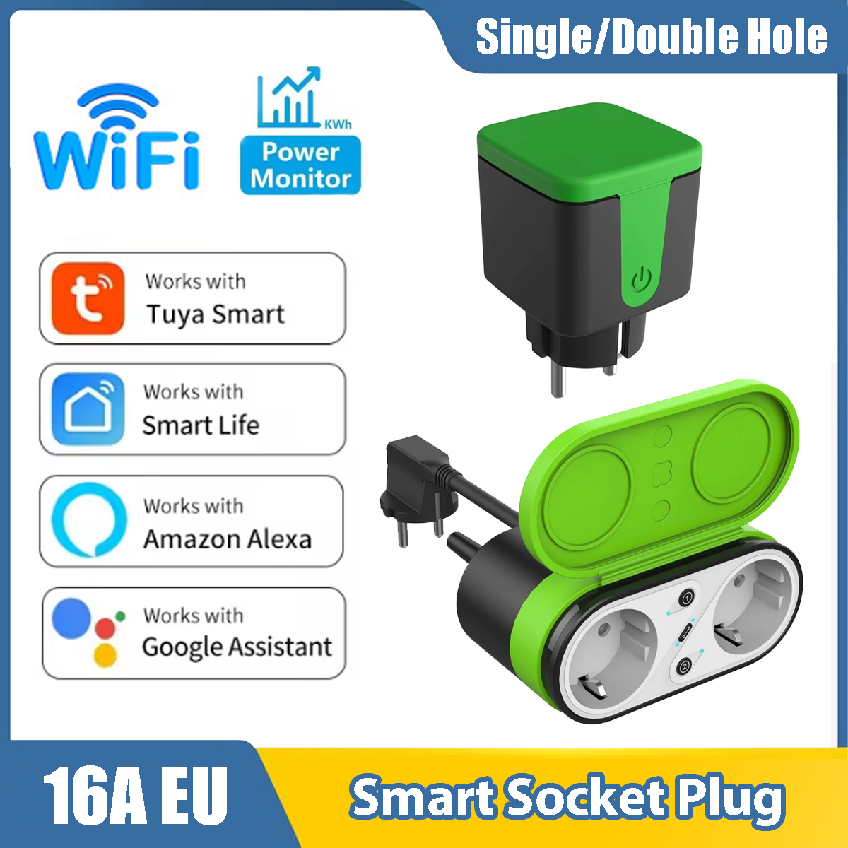 Outdoor Power Outlet With Remote Control - Tuya EU Smart WiFi 2.4G Plug