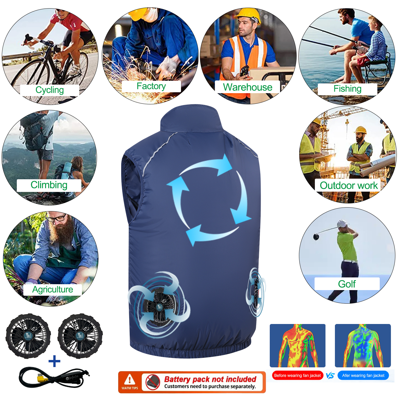 USB Cooling Fan VestG-MACHT Su - Outdoor Power Not Working ulasan dan harga