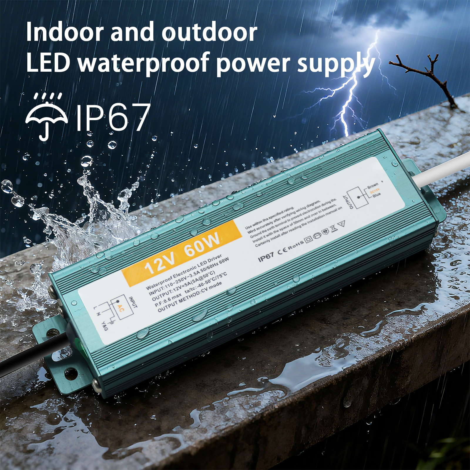 AC/DC Waterproof LED Power Sup - Outdoor Power Supply 12V ulasan dan harga