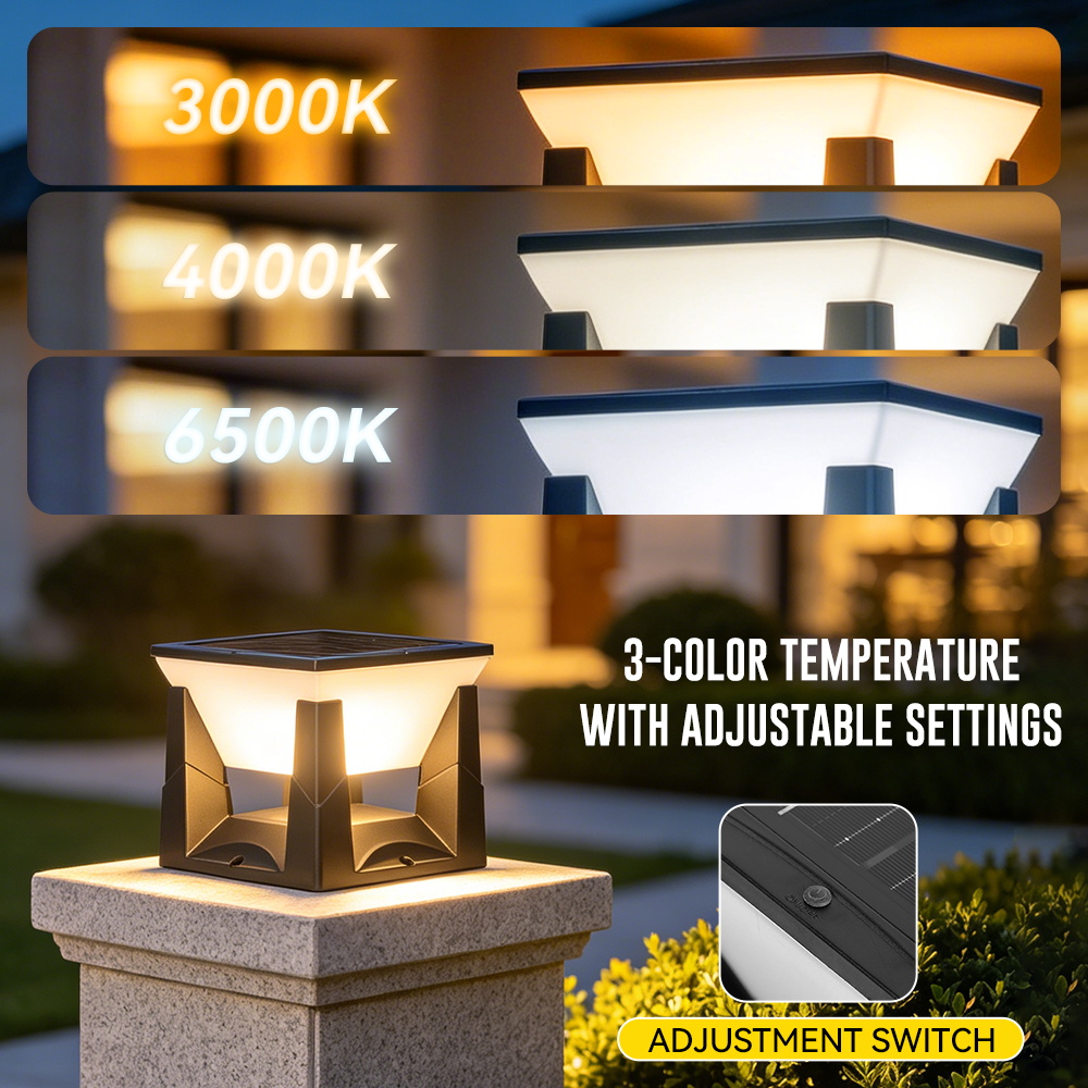 3-Color Solar Post Light IP65  - Outdoor Power Post ulasan dan harga