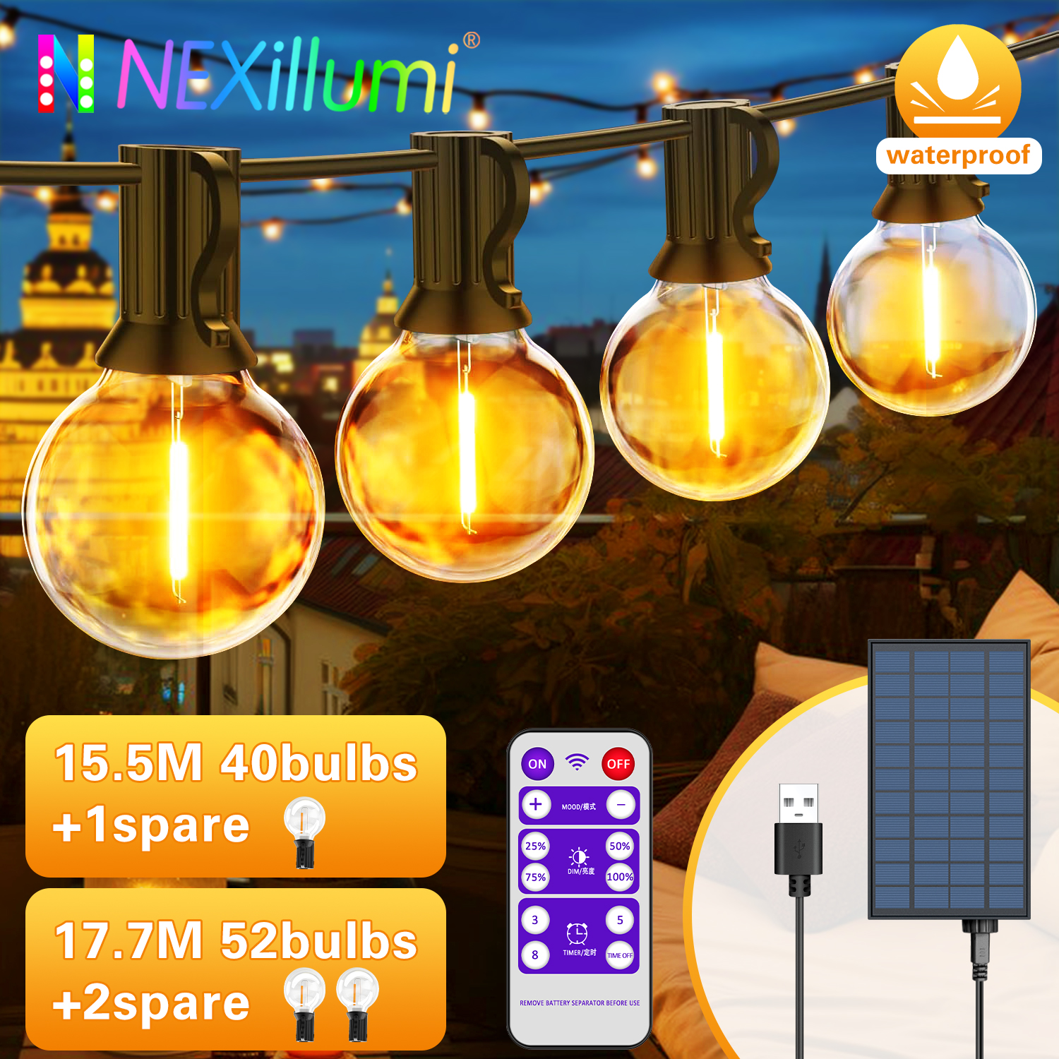 Solar String Lights Outdoor G4 - Outdoor Power Post ulasan dan harga