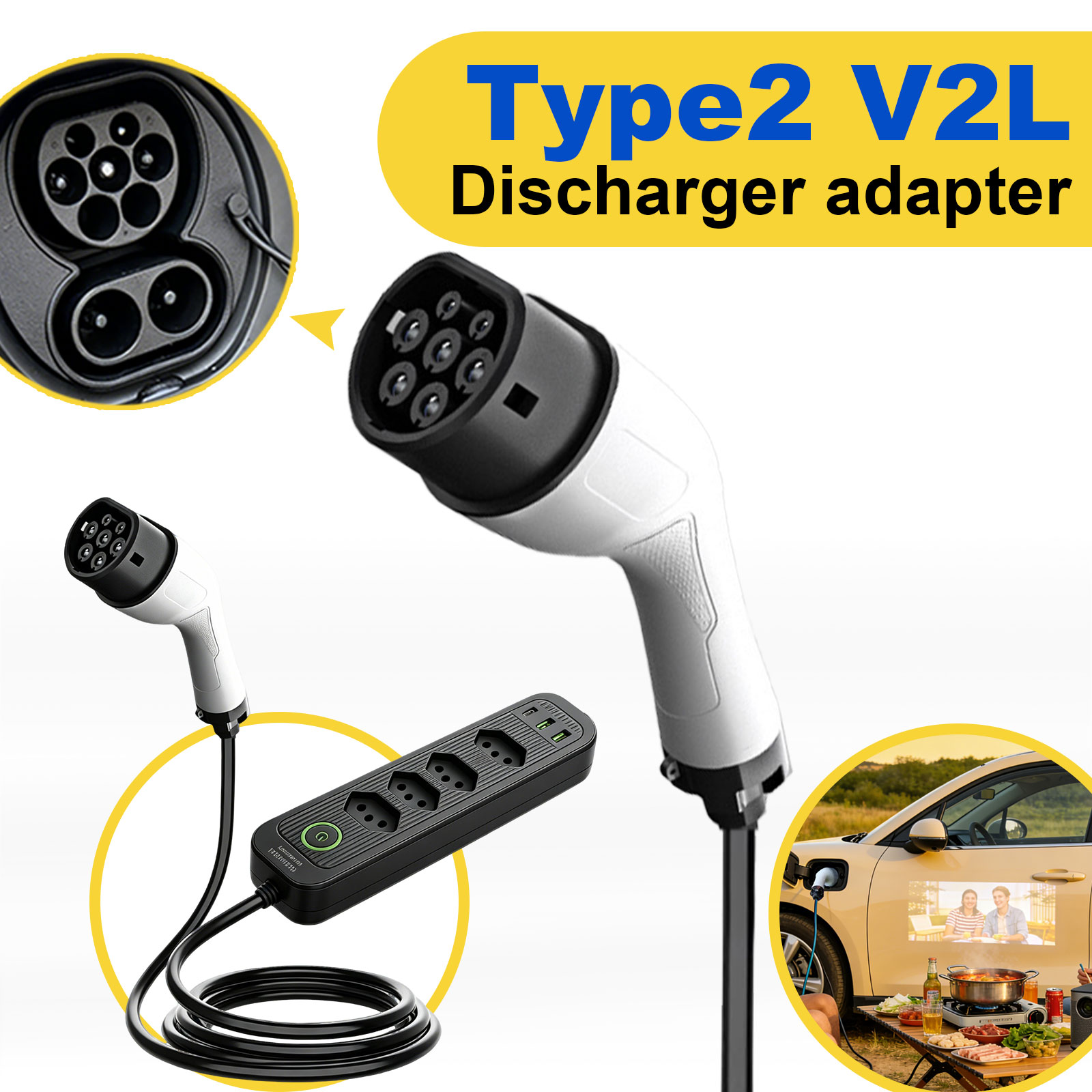 Type2 V2L Discharge Adapter 16 - Outdoor Power Socket ulasan dan harga