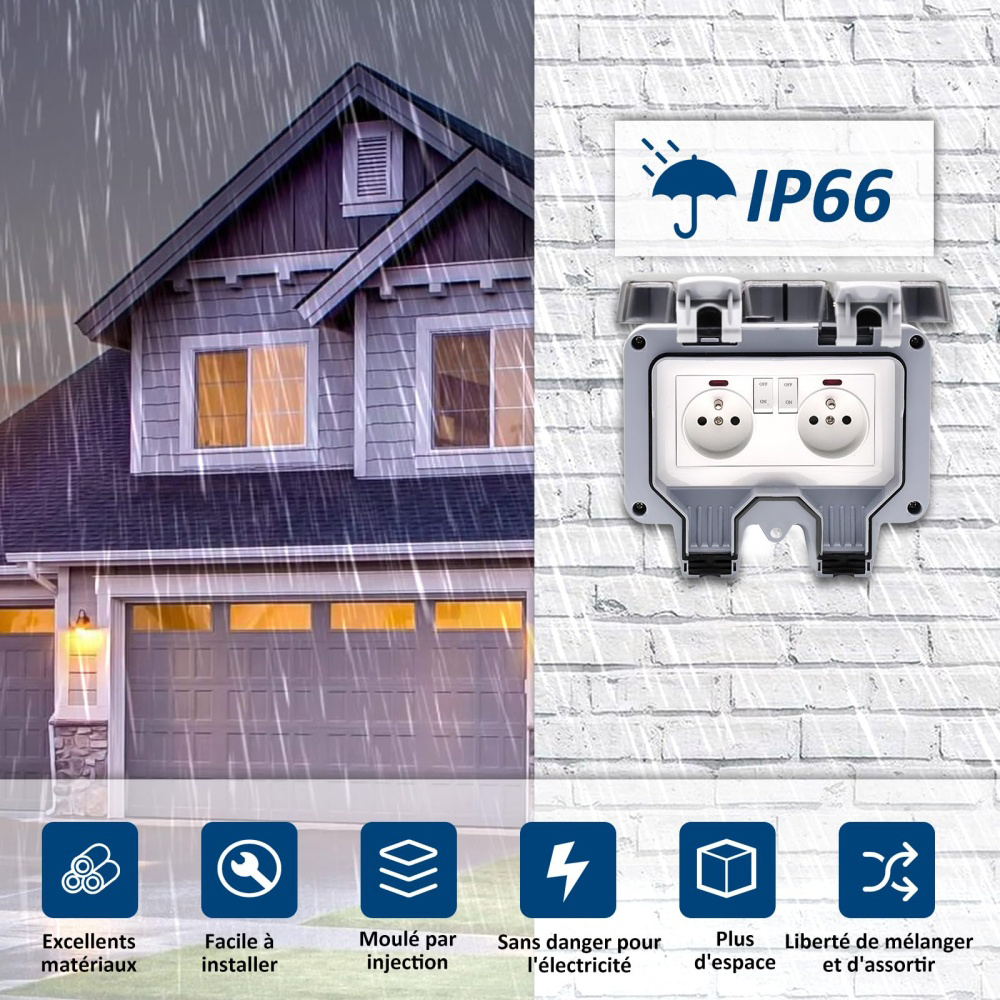 EIOMR France IP66 Weatherproof - Outdoor Power Socket ulasan dan harga
