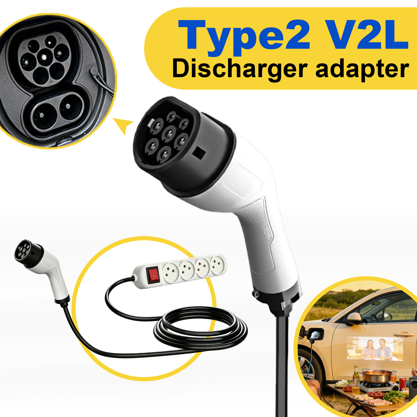 Type2 V2L Discharge Adapter Is - Outdoor Power Socket ulasan dan harga