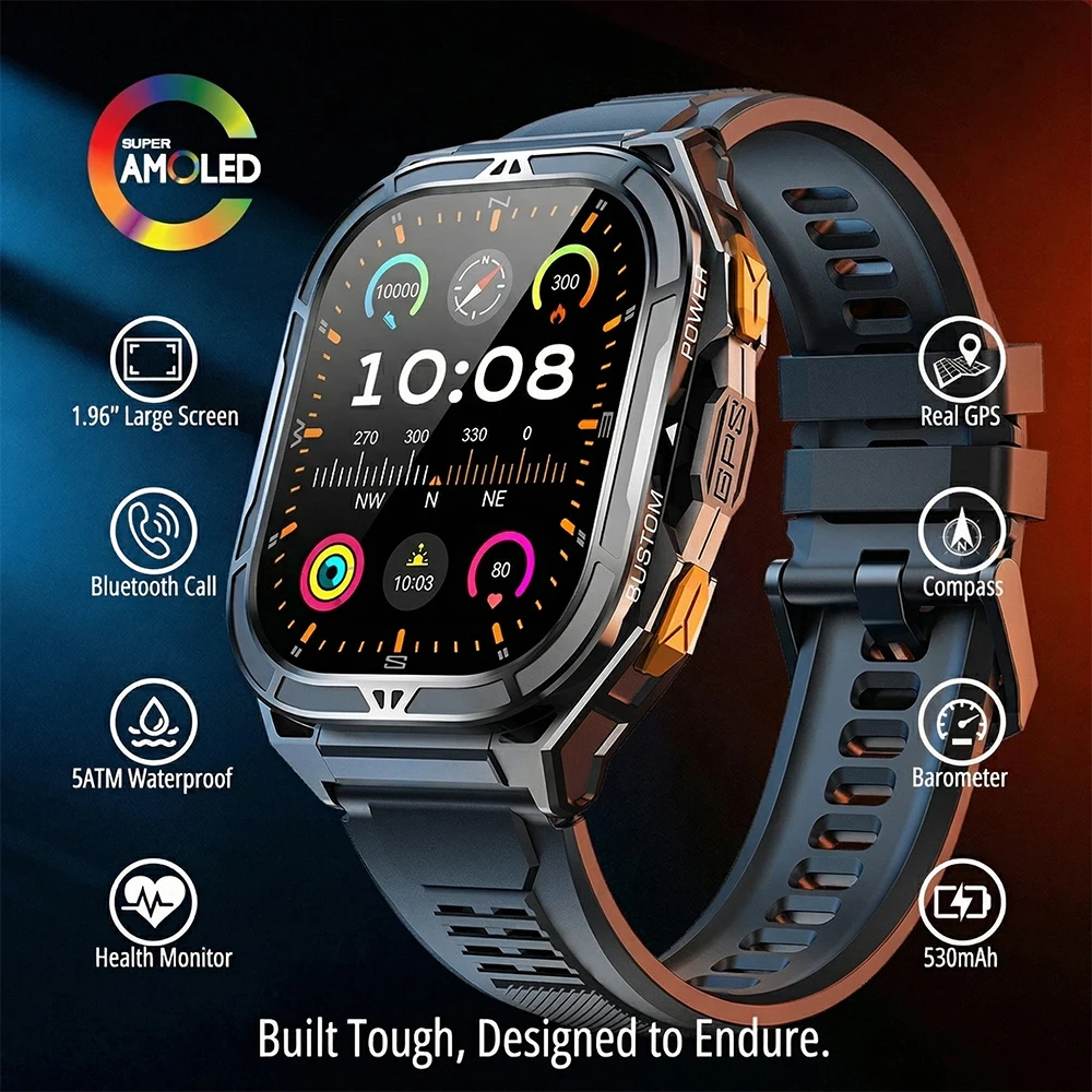 Luxury AMOLED Smartwatch Real  - Outdoor Power Hours ulasan dan harga