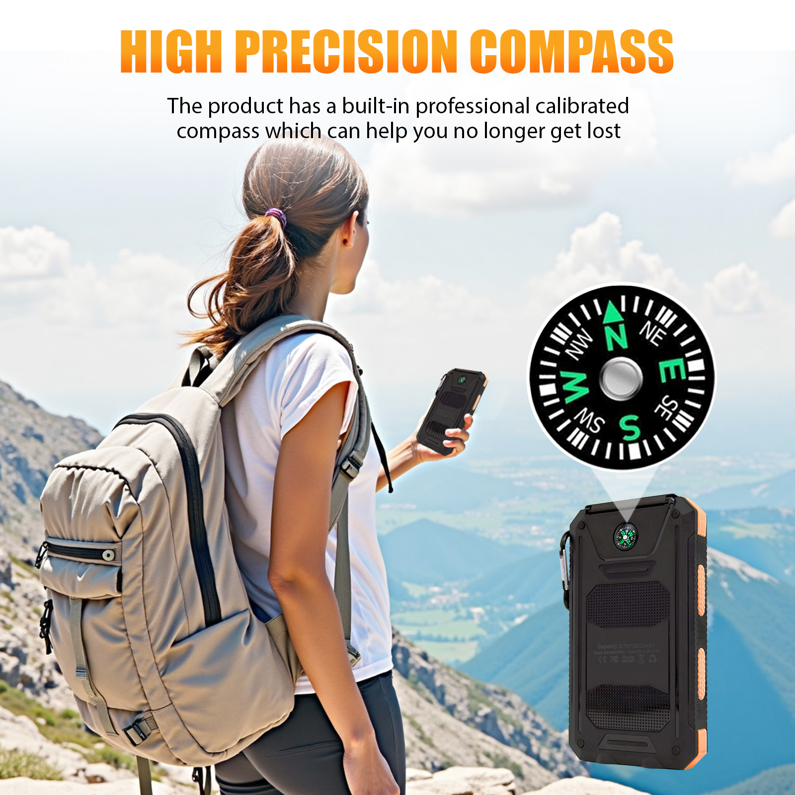 10000mAh Solar Power Bank Port - Outdoor Power Wire ulasan dan harga