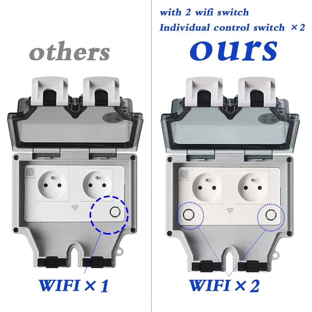 EU FR smart Tuya Waterproof El - Outdoor Power Outlet With Remote Control ulasan dan harga