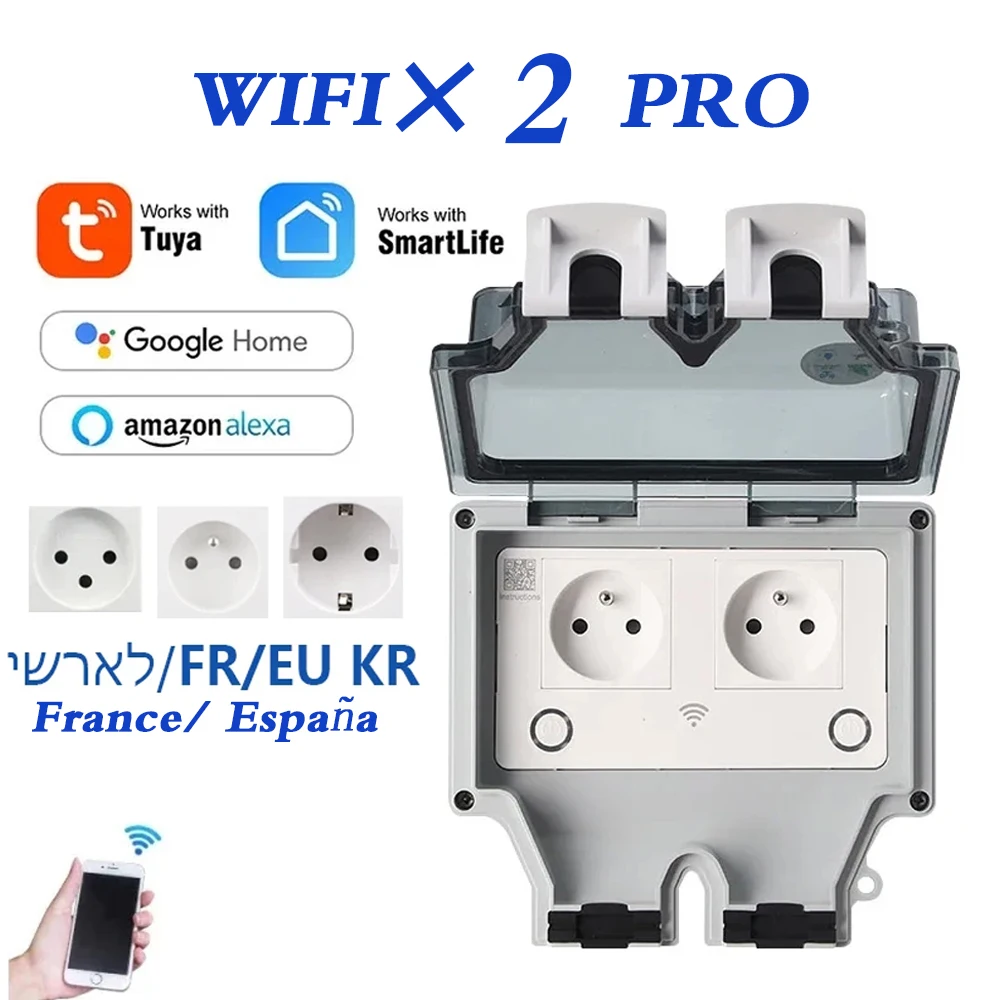 EU FR smart Tuya Waterproof El - Outdoor Power Outlet With Remote Control ulasan dan harga